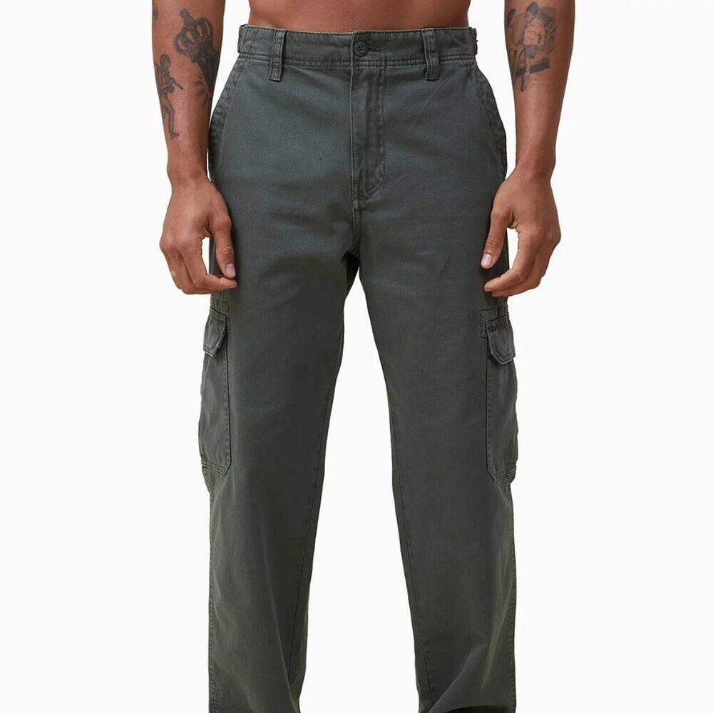 Cotton On Men's Tactical Cargo Pants Vintage Army Green Size 38